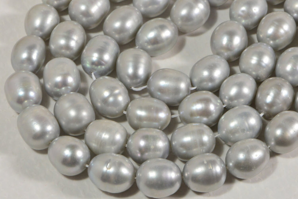 Gray Freshwater Pearl Bead: 14x12mm Large Rice Shape, 3mm Hole