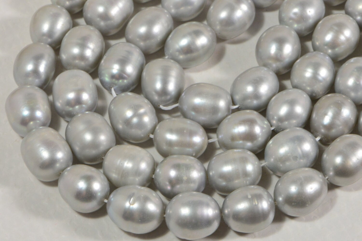 Gray Freshwater Pearl Bead: 14x12mm Large Rice Shape, 3mm Hole