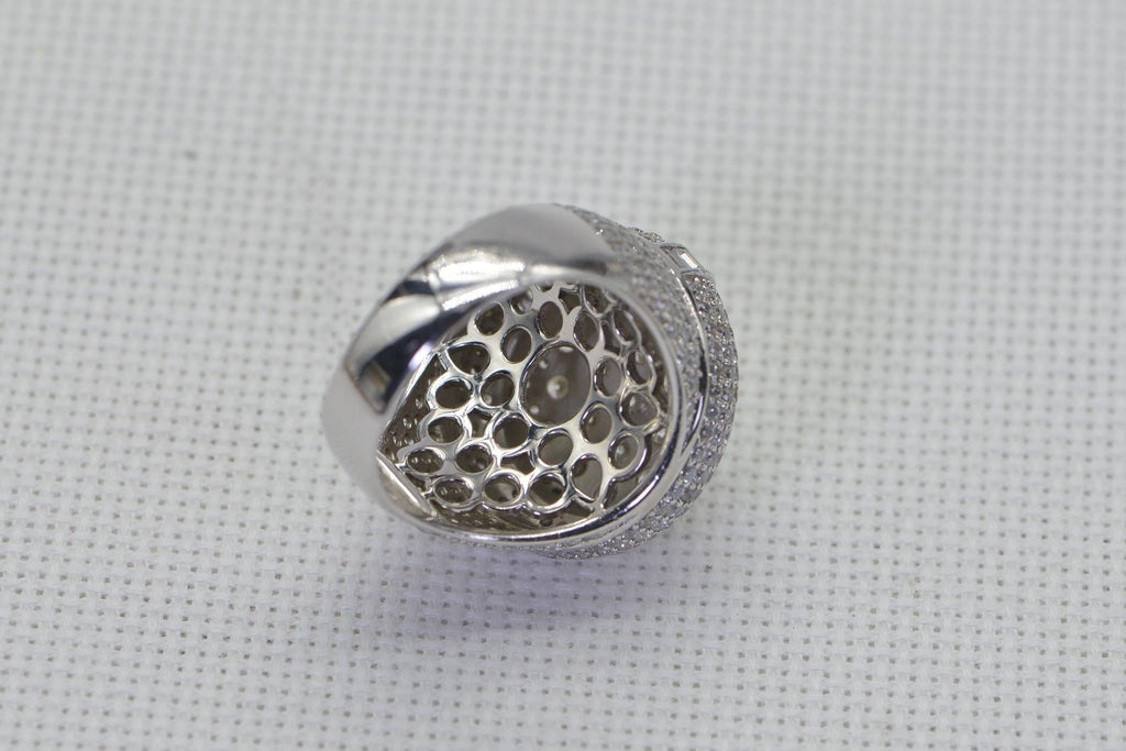 Bold Simulated Diamond Cluster Ring For Man Multi Stone Round Top Ring