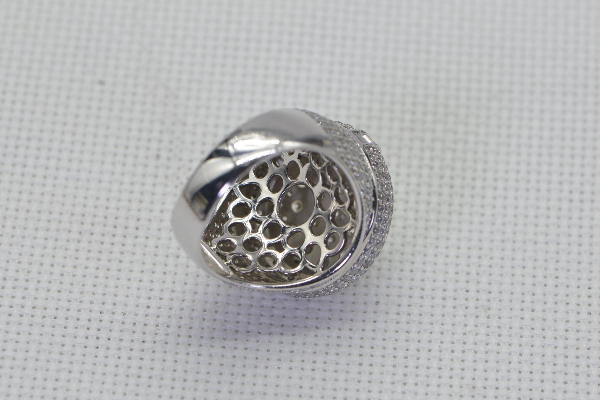Bold Simulated Diamond Cluster Ring For Man Multi Stone Round Top Ring