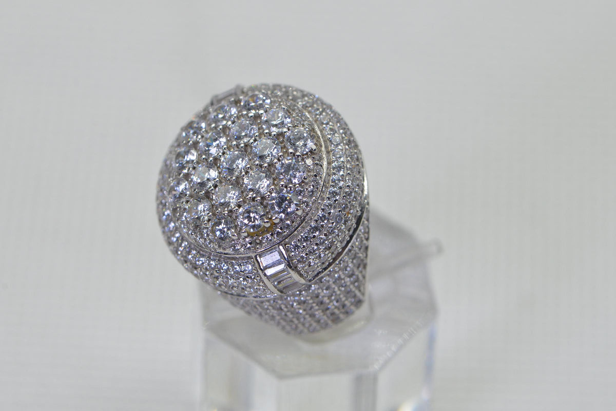 Bold Simulated Diamond Cluster Ring For Man Multi Stone Round Top Ring