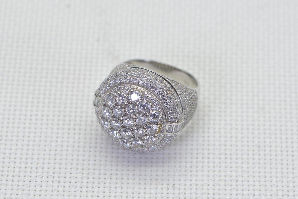 Bold Simulated Diamond Cluster Ring For Man Multi Stone Round Top Ring