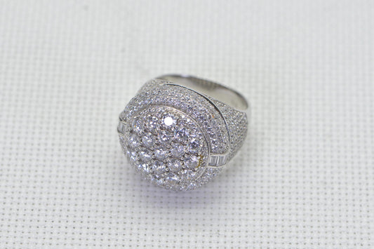 Bold Simulated Diamond Cluster Ring For Man Multi Stone Round Top Ring