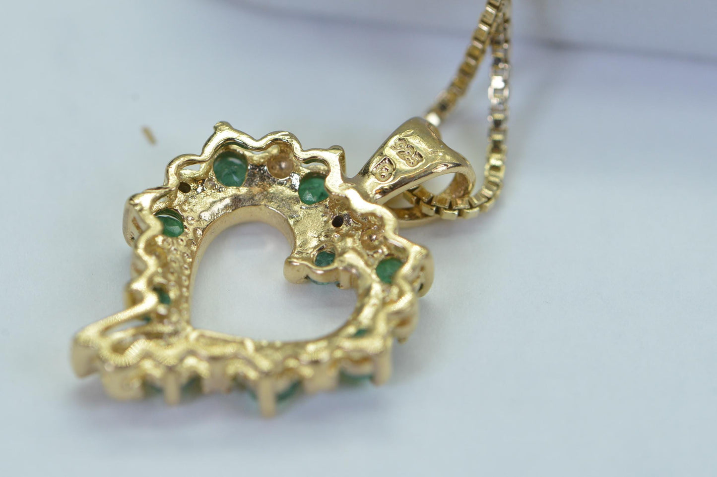 Marquise Simulated Diamond Heart Pendant Necklace: 14K Gold Over Sterling Silver