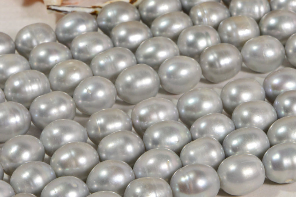 Gray Freshwater Pearl Beads 14x12mm: AA Grade Jewelry Supplies (2 Pearls)