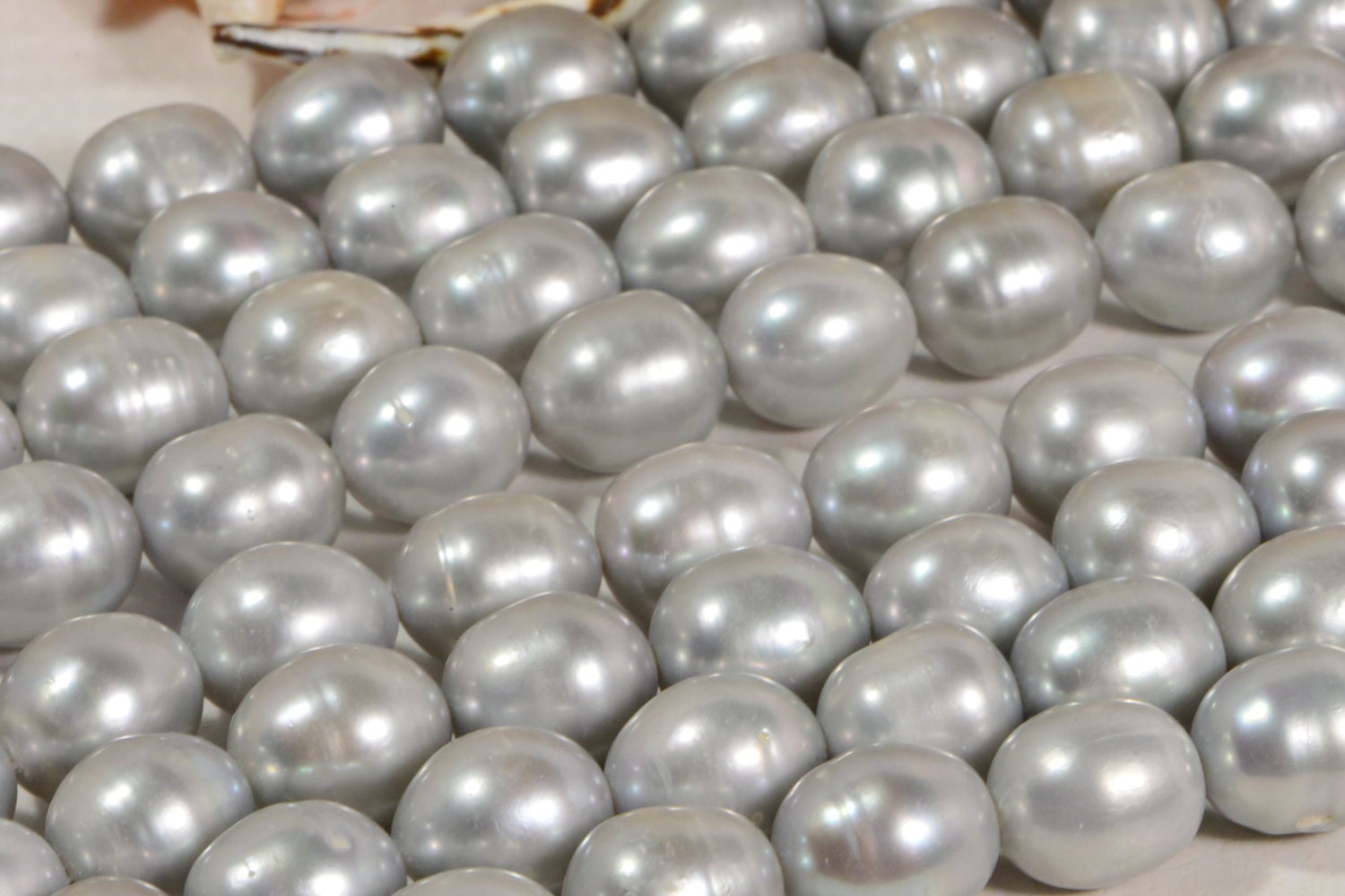Gray Freshwater Pearl Beads 14x12mm: AA Grade Jewelry Supplies (2 Pearls)