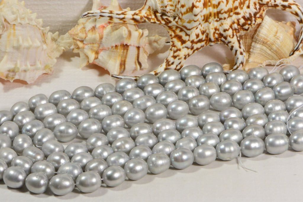 Gray Freshwater Pearl Beads 14x12mm: AA Grade Jewelry Supplies (2 Pearls)