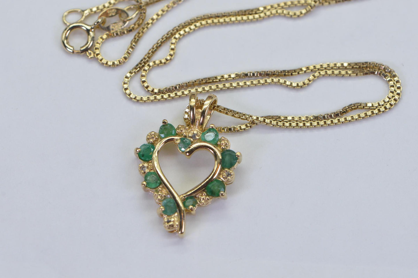 Emerald Heart Pendant, Diamond 14K Gold Over Sterling Silver Necklace