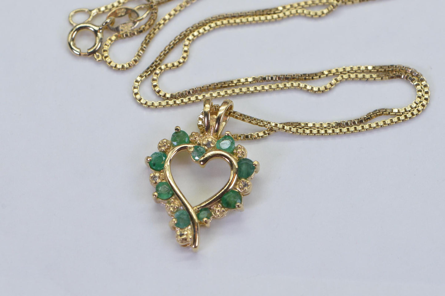 Emerald Heart Pendant, Diamond 14K Gold Over Sterling Silver Necklace