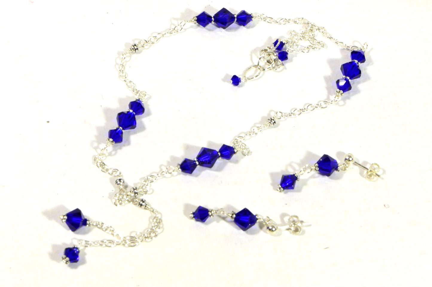Swarovski Sterling Silver Necklace. Cobalt Blue Necklace