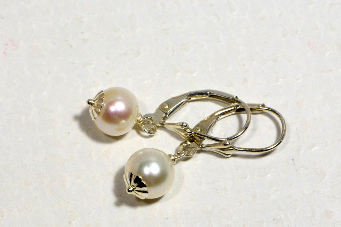 Freshwater Pearl Drop Earrings, AAA Quality, Sterling Silver Leverbacks