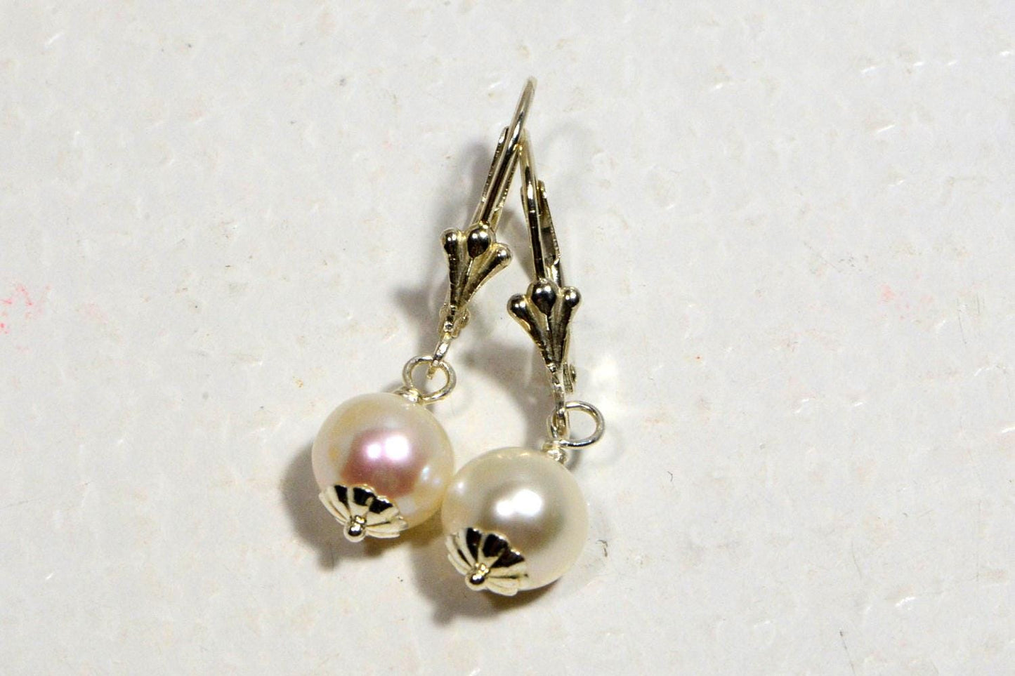 Freshwater Pearl Drop Earrings, AAA Quality, Sterling Silver Leverbacks