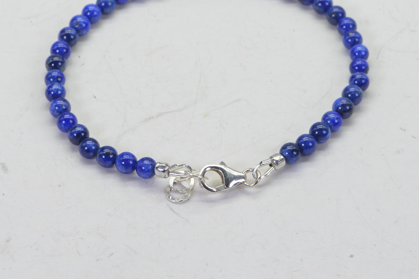 Natural Lapis Lazuli 4mm Delicate Bracelet Sterling silver