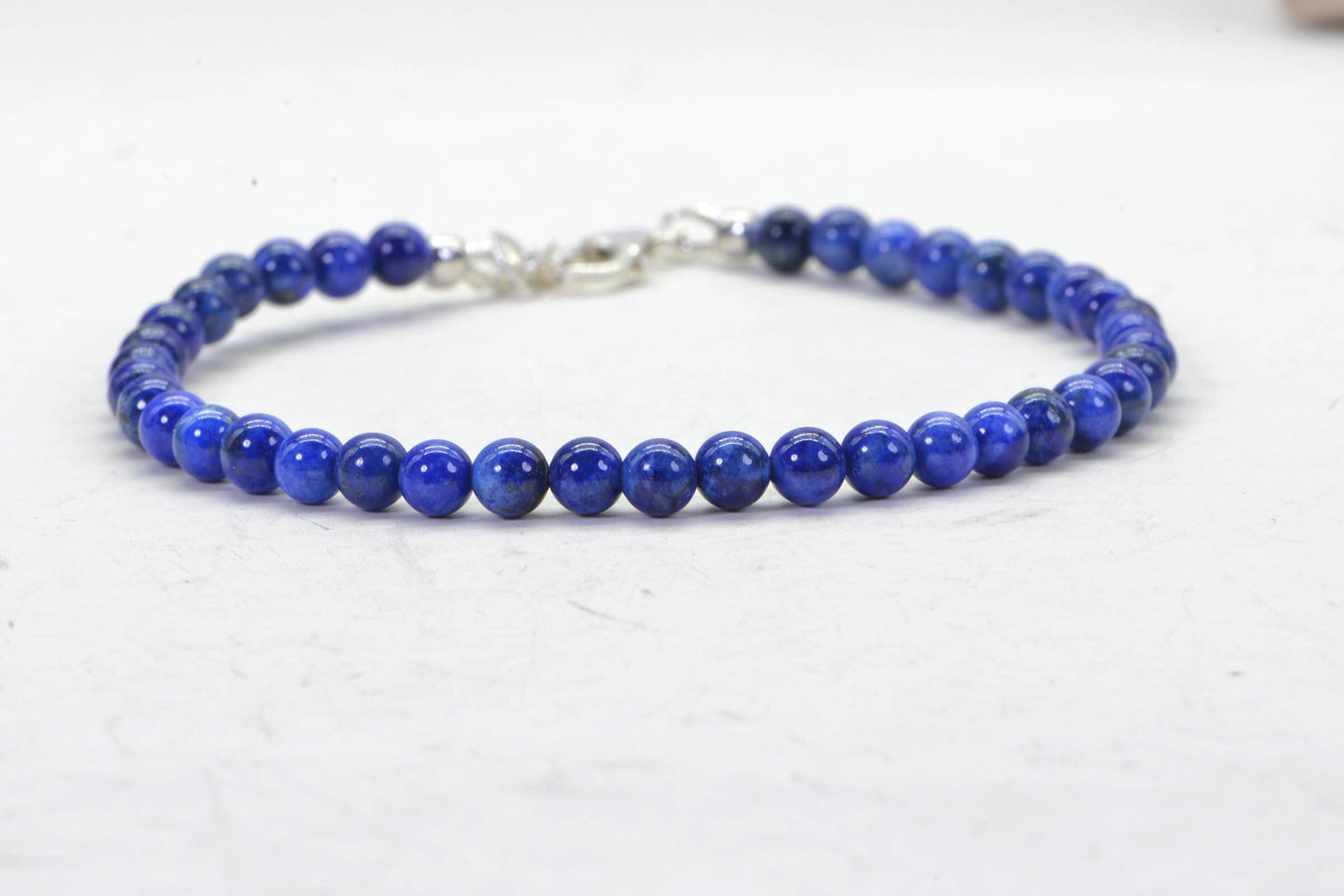 Natural Lapis Lazuli 4mm Delicate Bracelet Sterling silver
