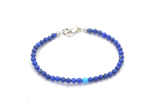 Lapis Lazuli & Sleeping Beauty Turquoise Bracelet: Sterling Silver