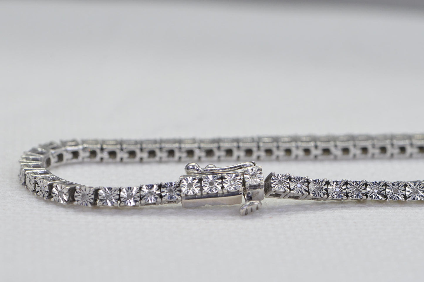 Authentic Diamond Tennis Bracelet: 14K Gold Over Sterling Silver, 7 Inches