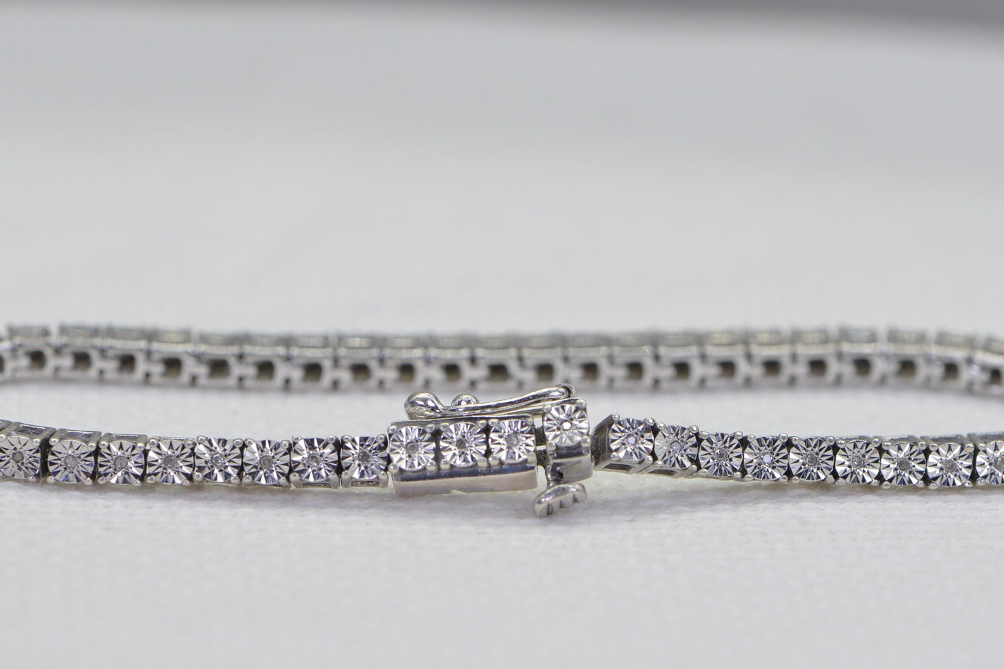 Authentic Diamond Tennis Bracelet: 14K Gold Over Sterling Silver, 7 Inches