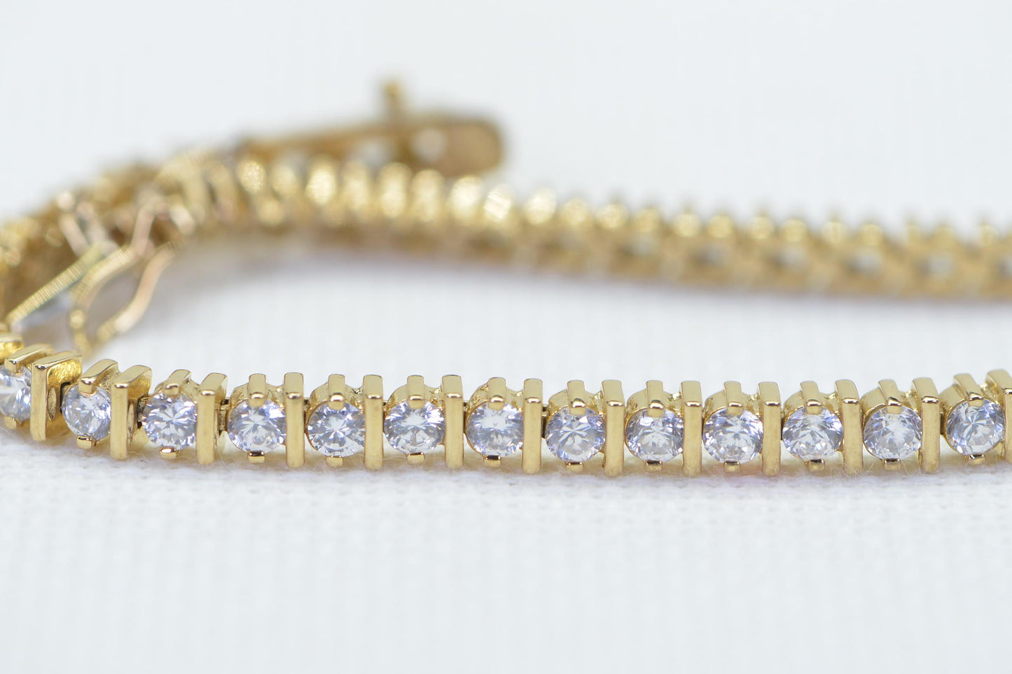 Cubic Zirconia Tennis Bracelet: Sterling Silver Heart Charm, Estate Style