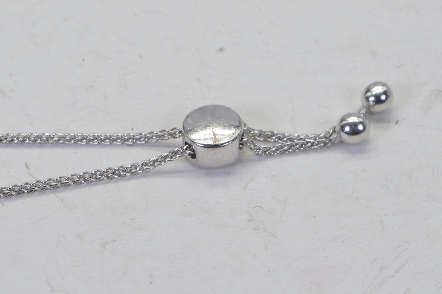 Dainty Diamond Tennis Bolo Bracelet: Sterling Silver Rhodium Finish