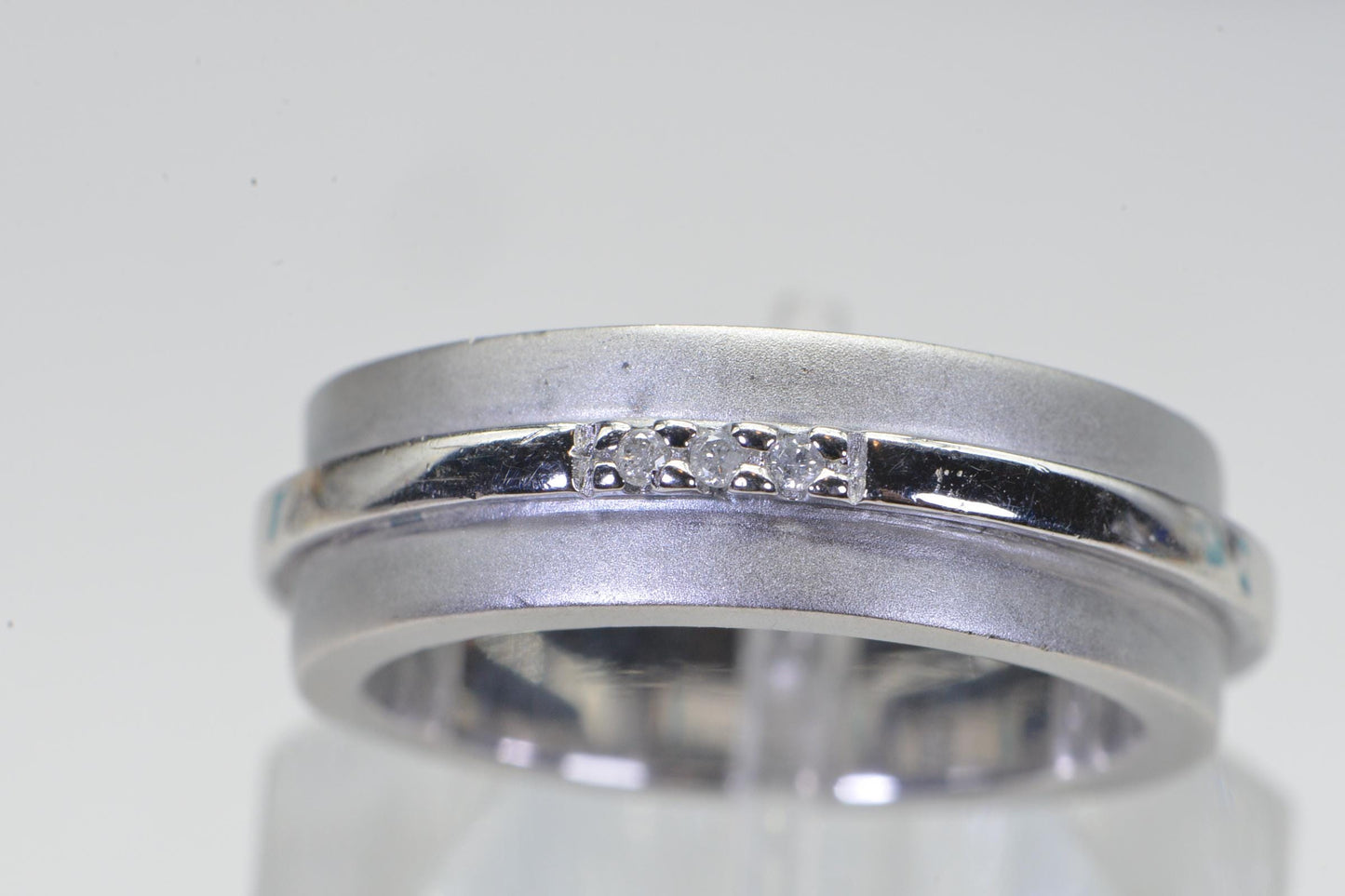 Vintage Diamond Anniversary Band Ring: 14K White Gold & Sterling Silver