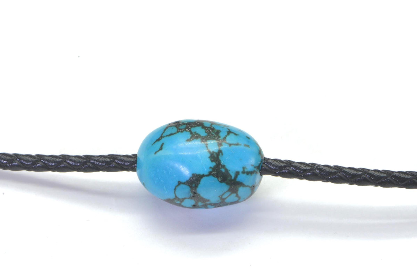 Kingman Turquoise Leather Necklace: Raw Stone, Sterling Silver Clasp