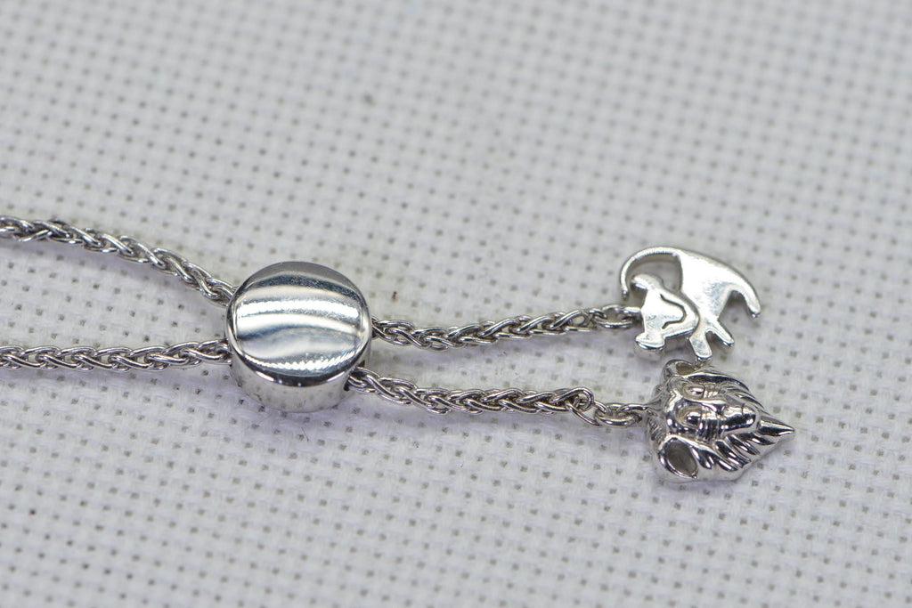 Real Diamonds Elephant bracelet 14K white Gold sterling silver Three figure animal bracelet Vintage Disney Jewelry Collection