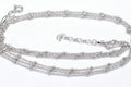 Triple Strand Layered Cable Chain Necklace Sterling Silver Rhodium Finish Choker 16 inches