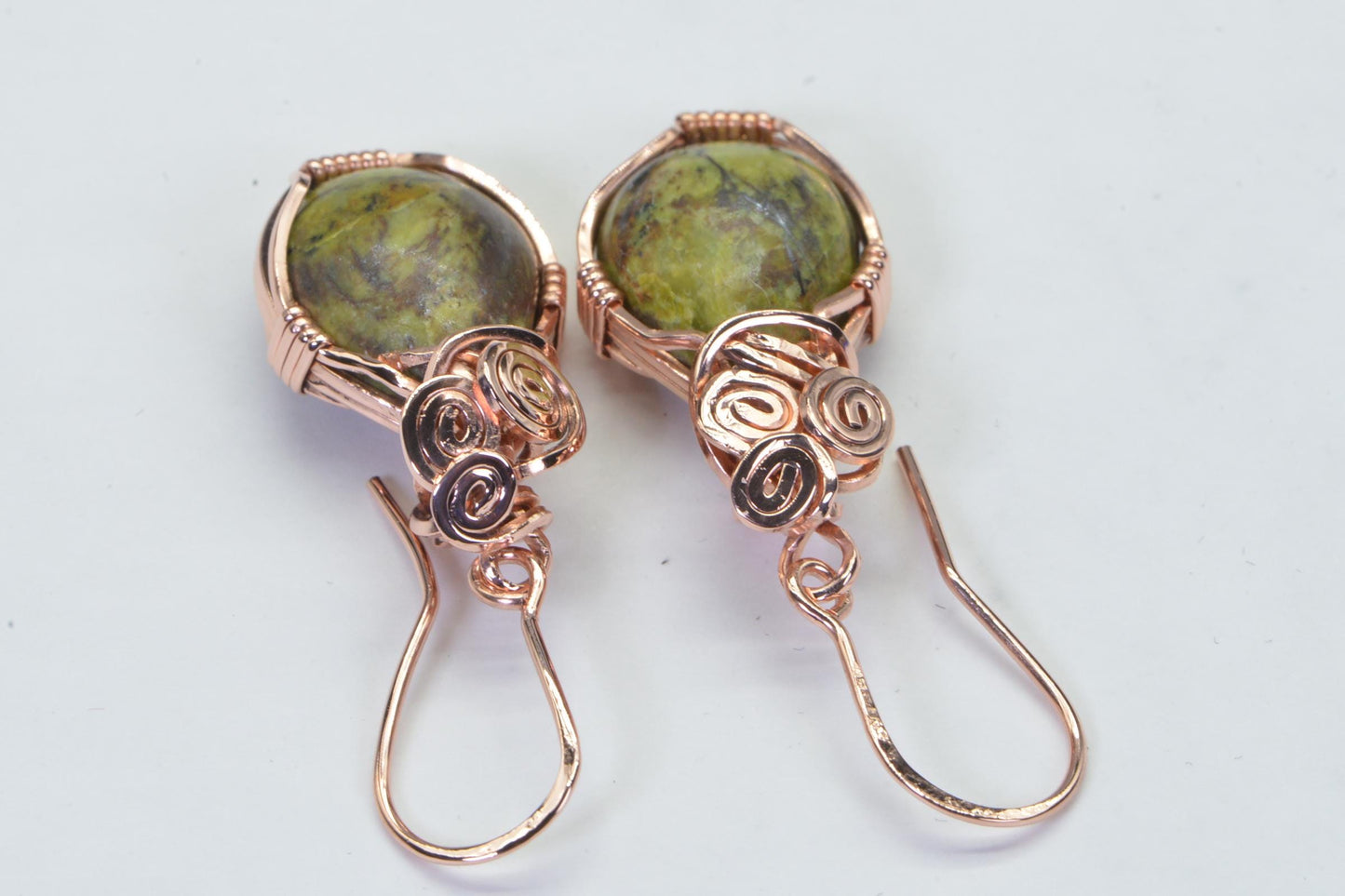 Gaspeite Copper Earrings: Natural Australian Stone, Healing Jewelry