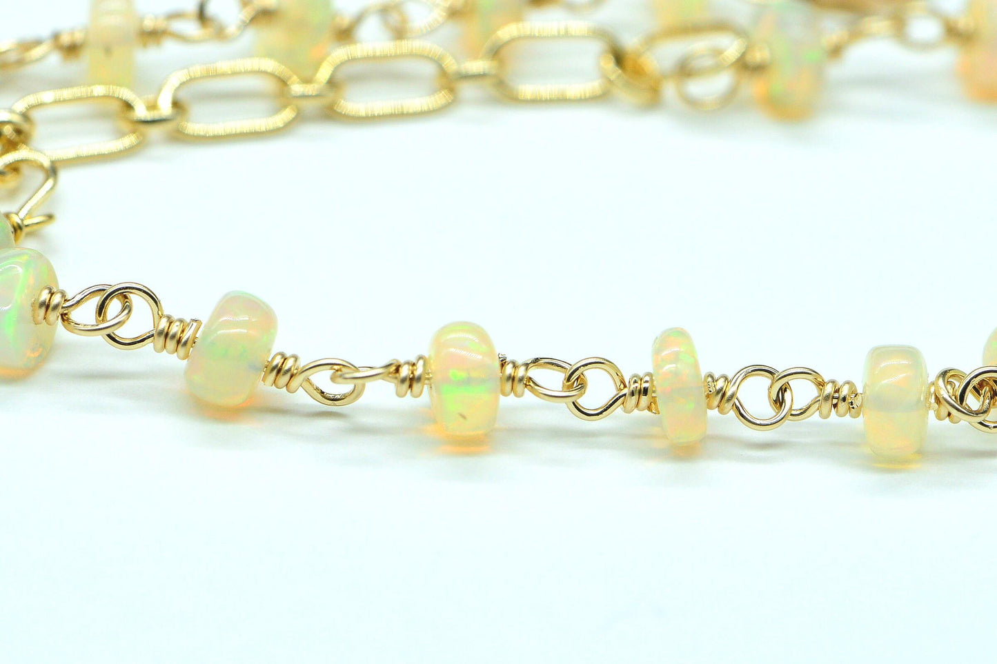 Ethiopian Opal Bracelet, 14K Gold Wire Wrapped Jewelry