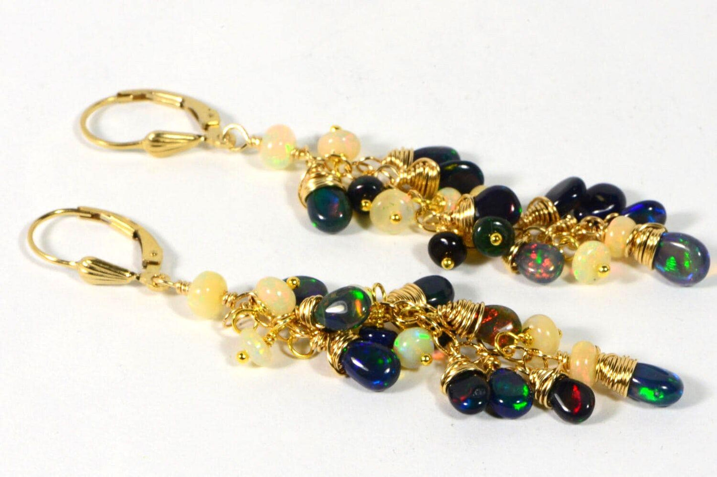 Ethiopian Opal Chandelier Earrings, 14K Gold Filled Dangle Earrings