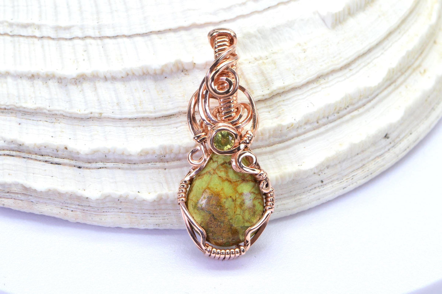 Rare Australian Gaspeite Copper Pendant Necklace: Healing Stone Jewelry