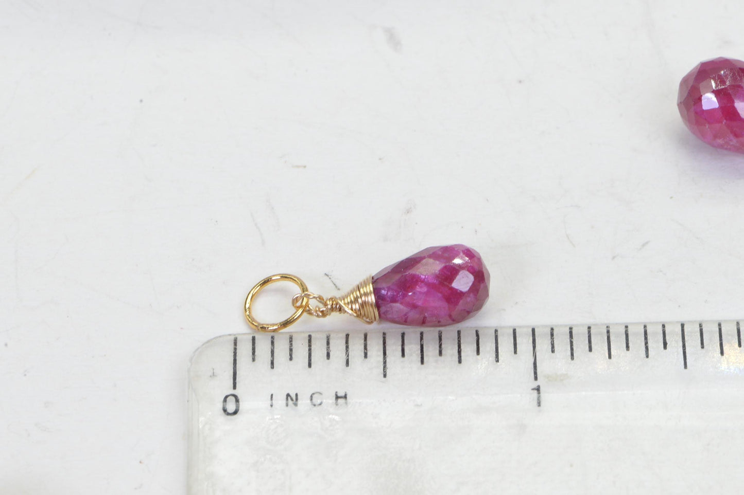 Ruby Briolette Pendant: 14K Gold Filled Wire Wrapped Gemstone