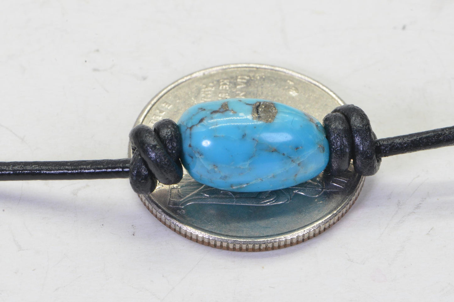 Raw Arizona Turquoise Nugget Necklace: Kingman Blue Stone, Leather Cord
