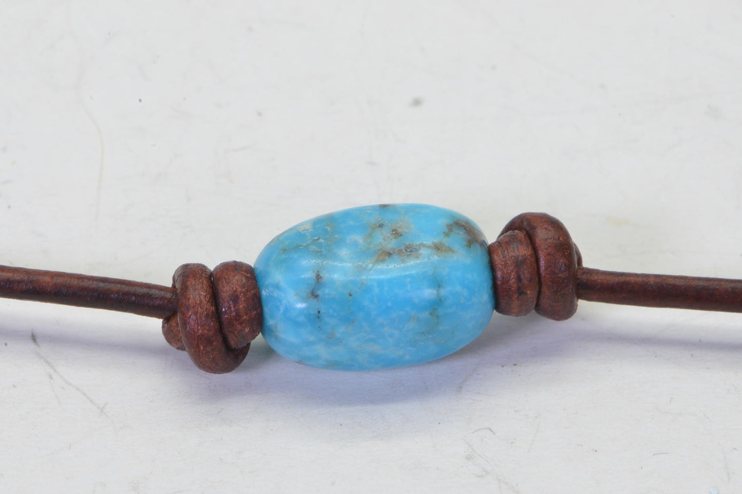 Raw Arizona Turquoise Nugget Necklace: Kingman Blue Stone, Leather Cord
