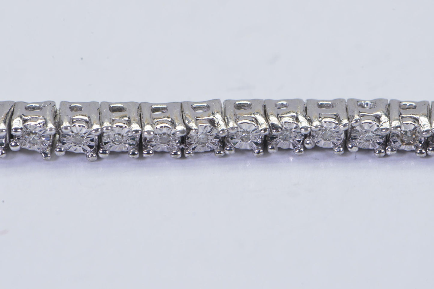 Dainty Diamond Tennis Bolo Bracelet: Sterling Silver Rhodium Finish