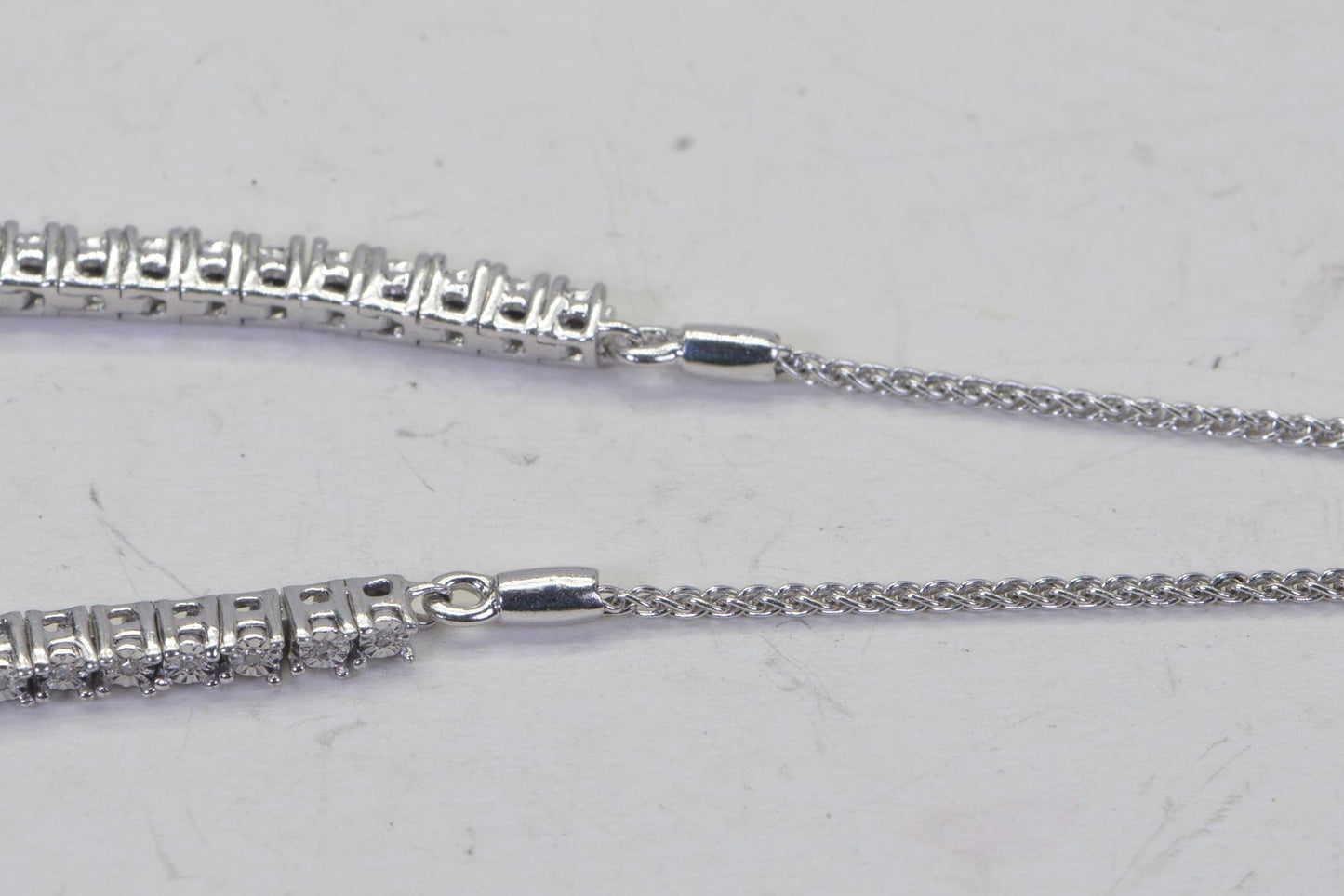 Dainty Diamond Tennis Bolo Bracelet: Sterling Silver Rhodium Finish