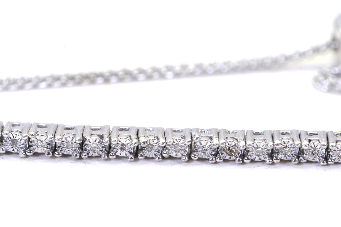 Dainty Diamond Tennis Bolo Bracelet: Sterling Silver Rhodium Finish