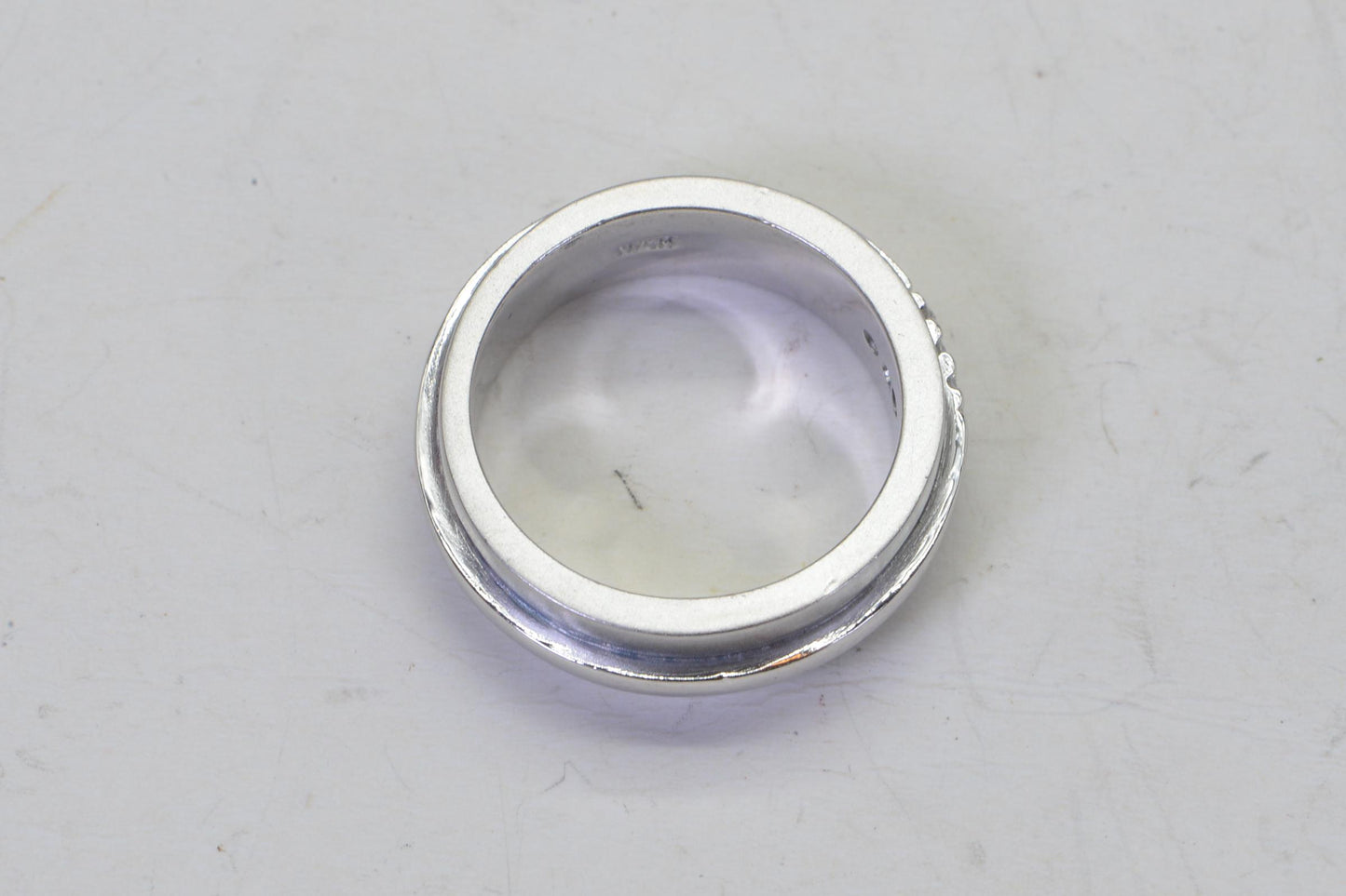 Vintage Diamond Anniversary Band Ring: 14K White Gold & Sterling Silver
