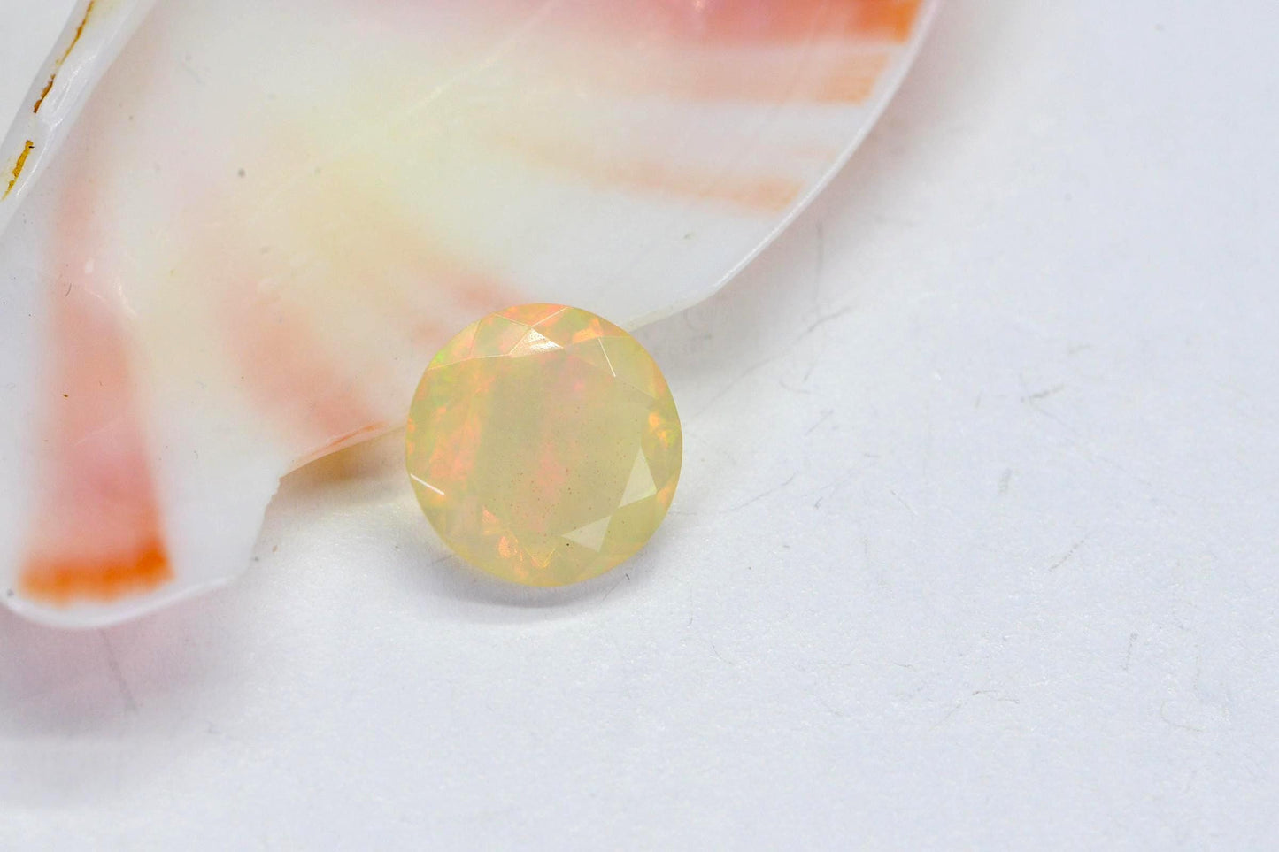 10mm White Opal Cabochon: Ethiopian Welo Opal Gemstone, 2 Ct