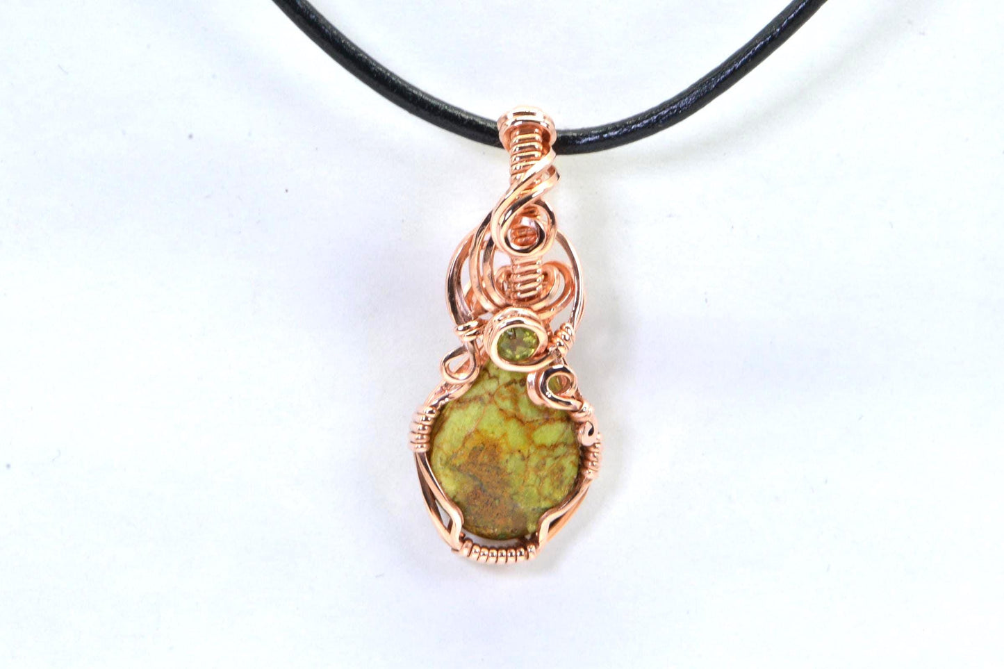 Rare Australian Gaspeite Copper Pendant Necklace: Healing Stone Jewelry