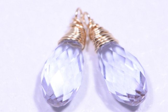 Wire Wrapped Purple Crystal Briolette Beads Add Charm  Jewelry Supplies