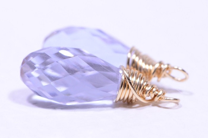 Wire Wrapped Purple Crystal Briolette Beads Add Charm  Jewelry Supplies
