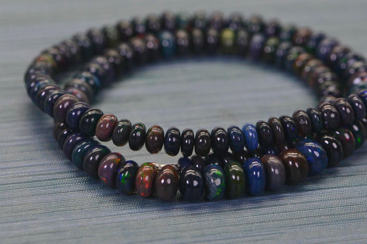 Ethiopian Black Opal Necklace: Graduated Beaded Gemstone Jewelry