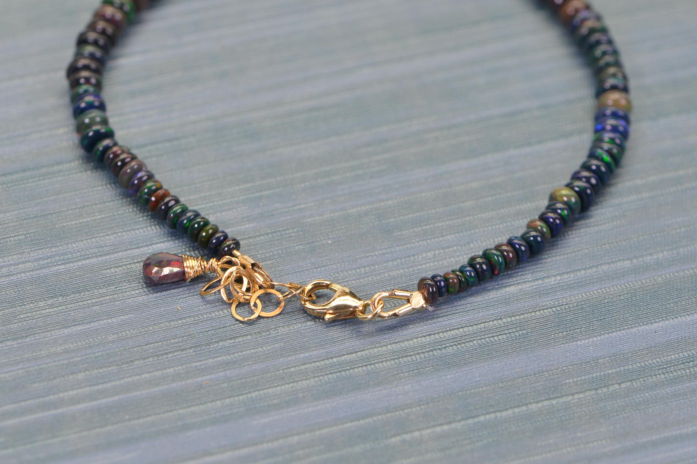 Ethiopian Black Opal Bracelet: 14K Gold Filled or Sterling Silver Beaded Jewelry