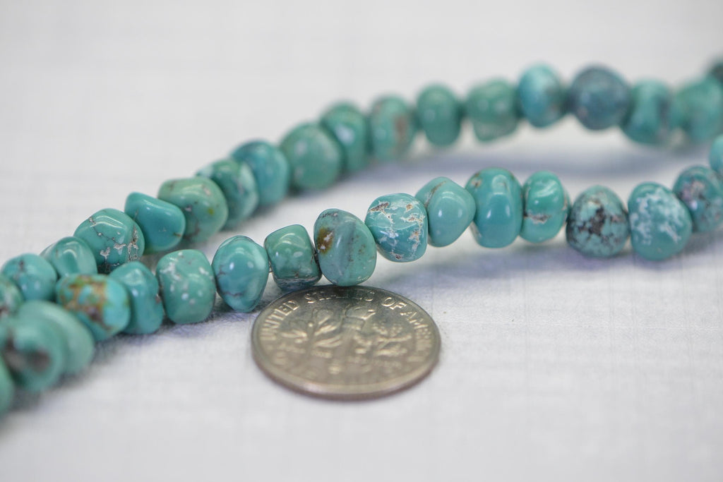 Kingman Turquoise Nugget Beads: Arizona Blue Green Gemstone, 16 Inch Strand
