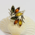Baltic Amber Sterling Silver Ring - Leaf Marquise Gemstone, Size 9