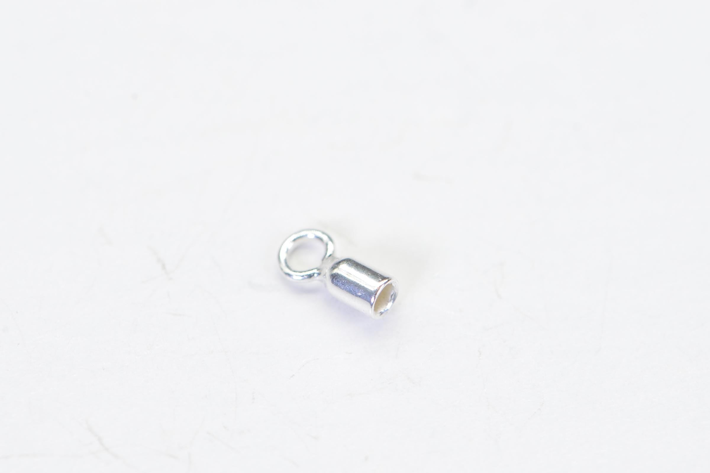 Ends Cap Sterling Silver 925 1.22mm Inner Diameter Long Cord Ends Crimp Tube