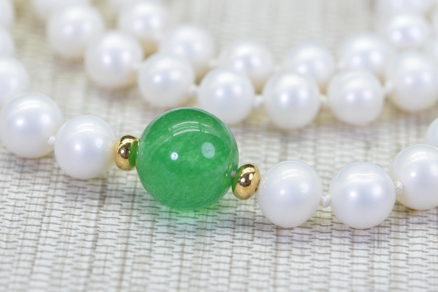 Beaded Pearl Necklace – Green Jade & Freshwater Pearl Choker 14K Gold Filled Gemstone Birthstone Jewelry