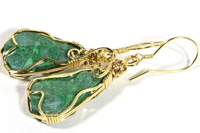 Handmade 14k Gold Filled Chrysocolla Earrings, Wire Wrapped Teardrop Jewelry