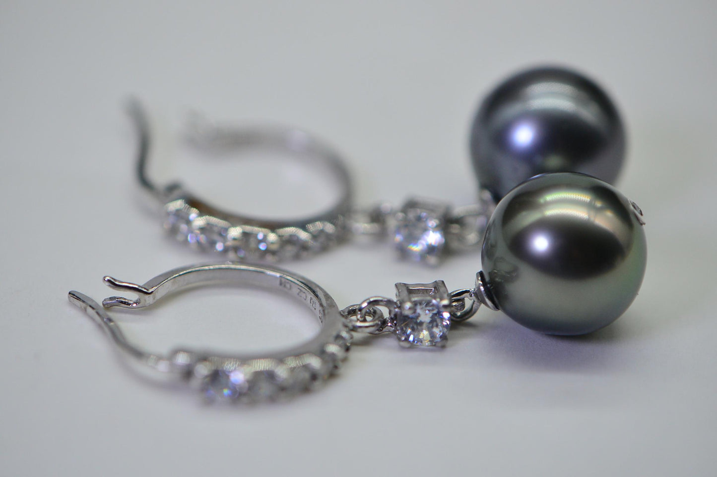 Tahitian Cultured Black Pearl Encrusted Diamond Dangle Stud Earrings Sparkly Cluster Stone Earrings